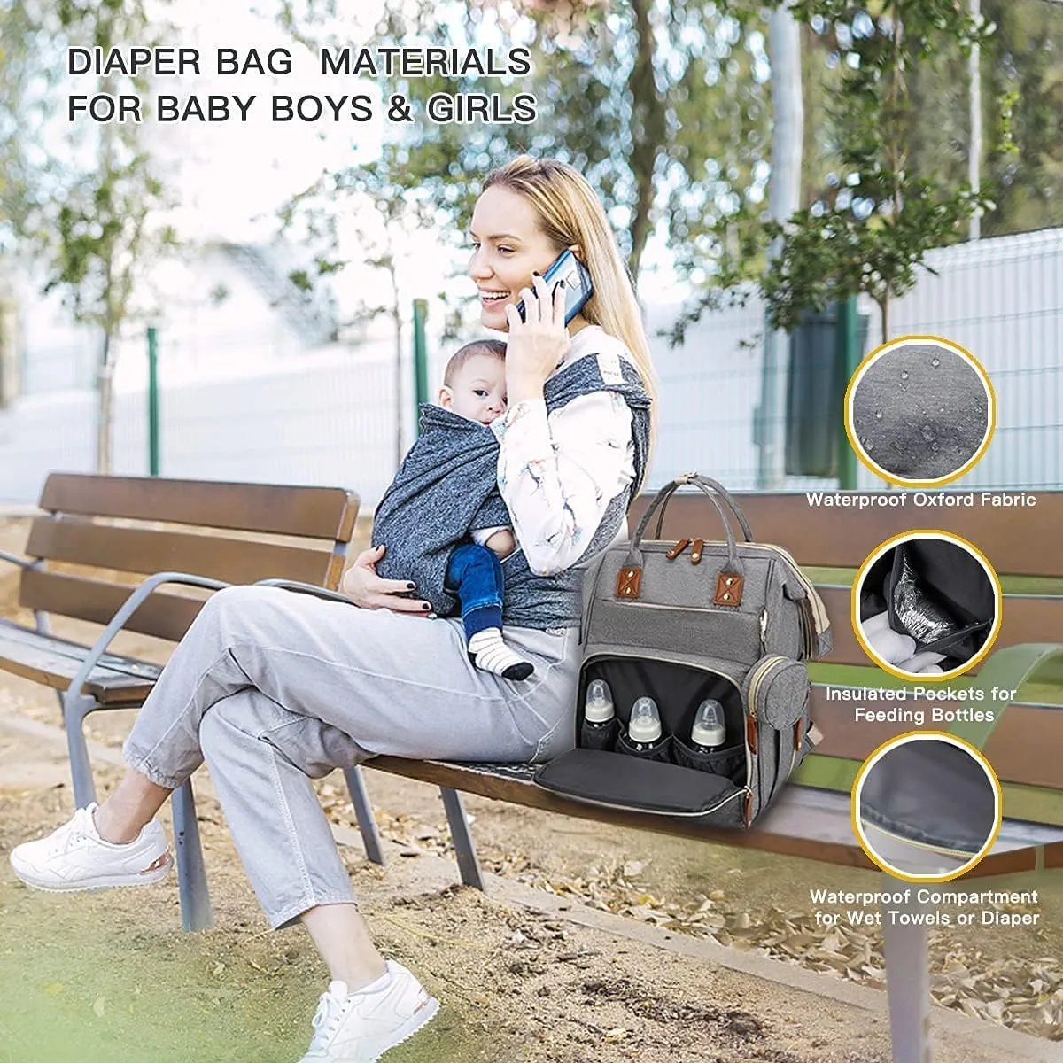 Axcone Baby Diaper Bag Backpack with Changing Pads mommy Bags Boys Girl Unisex Multifunction Travel Baby