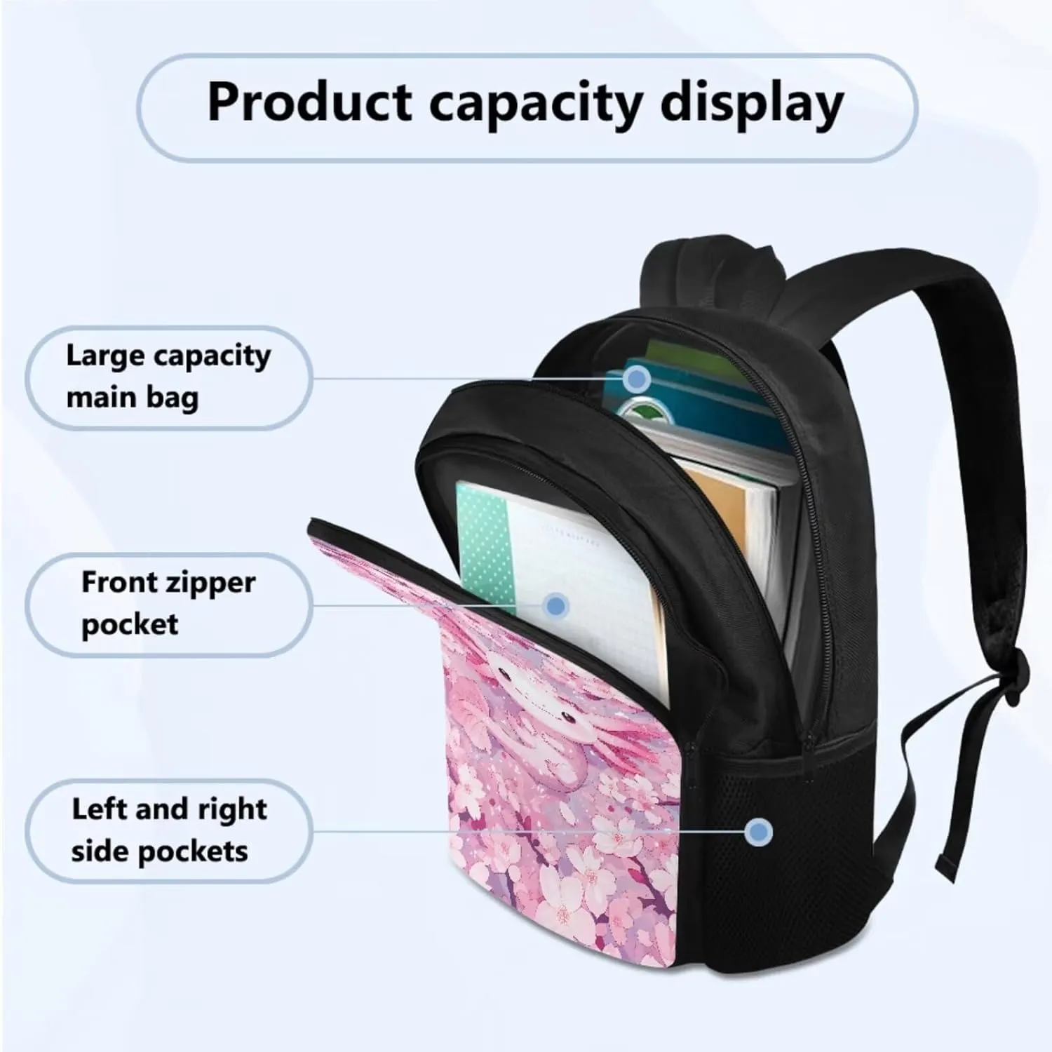 Axolotl Bookbag and Lunch Box Set for Toddler Girls 17 inch School Bags for Girls 5-6 Years with Lunch Bag Kawaii School Backpack for 1st 2nd 3rd 4th 5th Grade