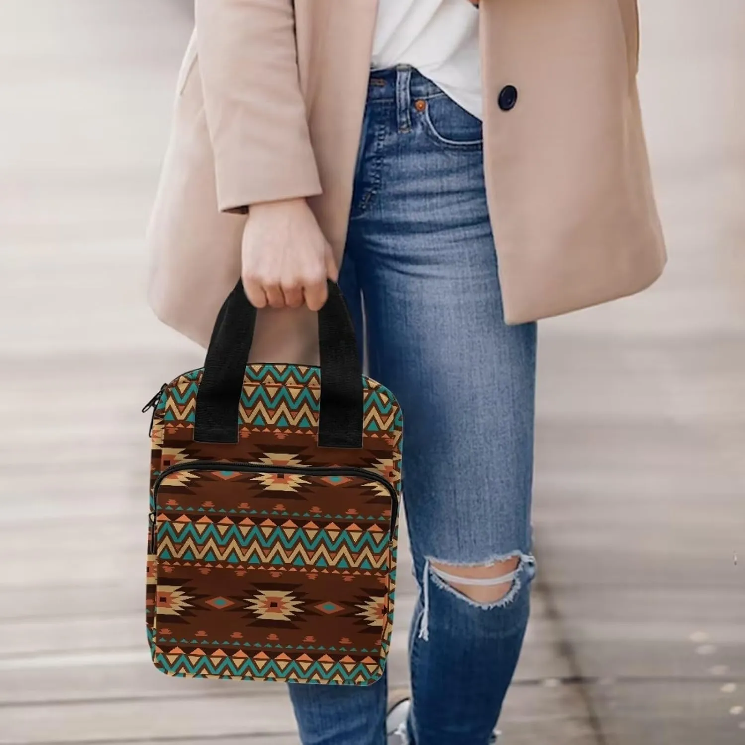 Aztec Tribal Bible Cover Case for Women with Zipper Pocket/Pen Slot/Shoulder Strap-Church Bag for Lady Bible Bag Waterproof