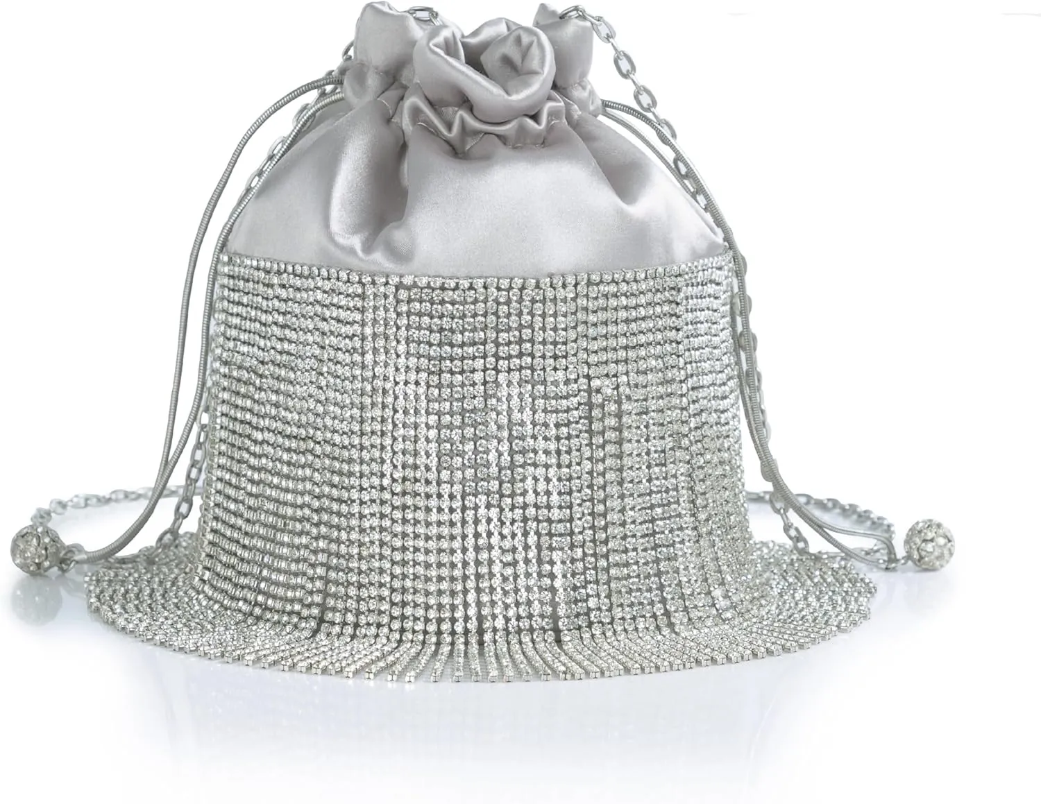 BABEYOND Rhinestone Purse for Women - Sparkly Evening Bags Rhinestone Tassel Drawstring Handbag for Party Wedding Prom