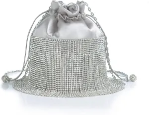 BABEYOND Rhinestone Purse for Women - Sparkly Evening Bags Rhinestone Tassel Drawstring Handbag for Party Wedding Prom