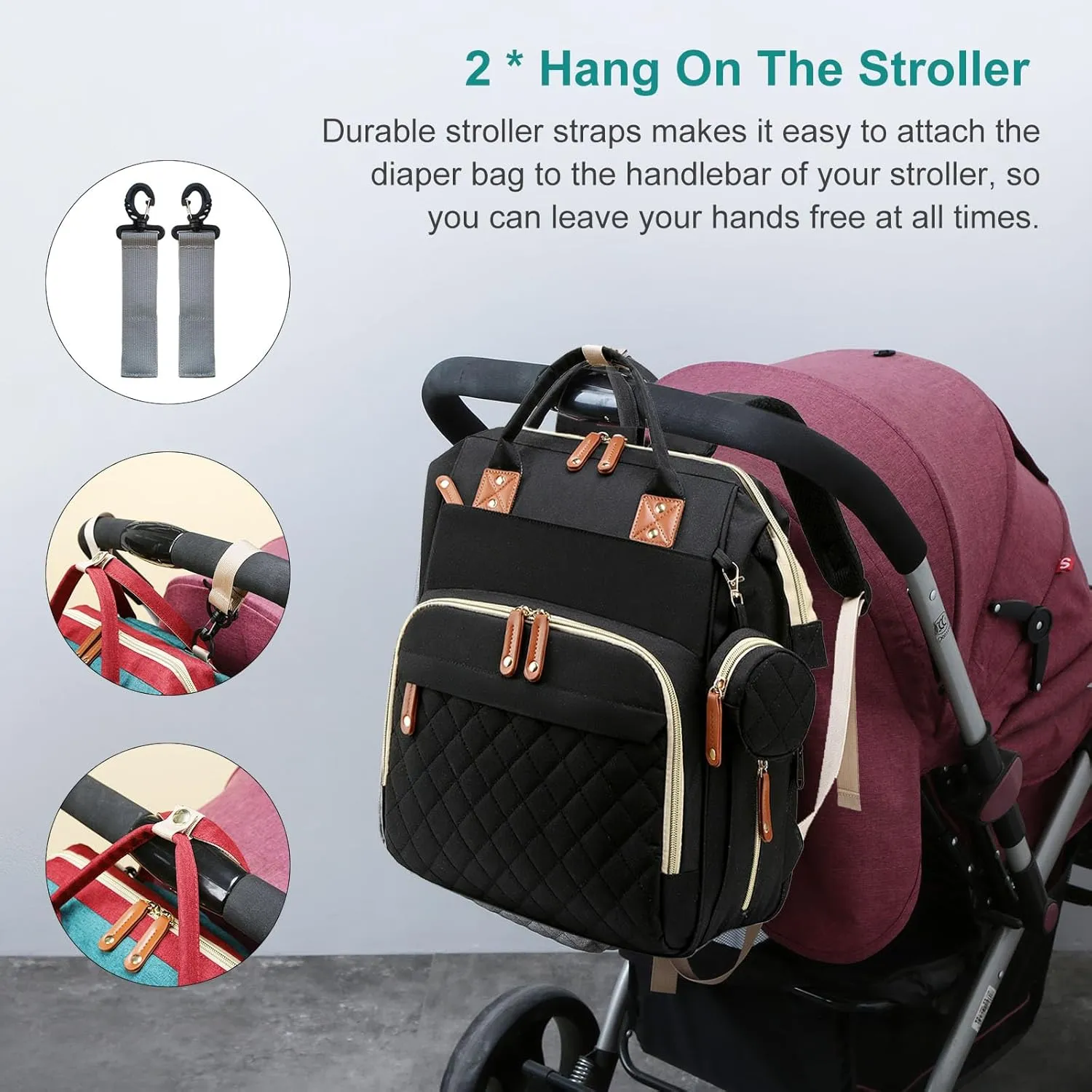 Baby Diaper Bag Backpack with Changing Station, Waterproof Bags for Boys & Girls, USB Charging Port, Black