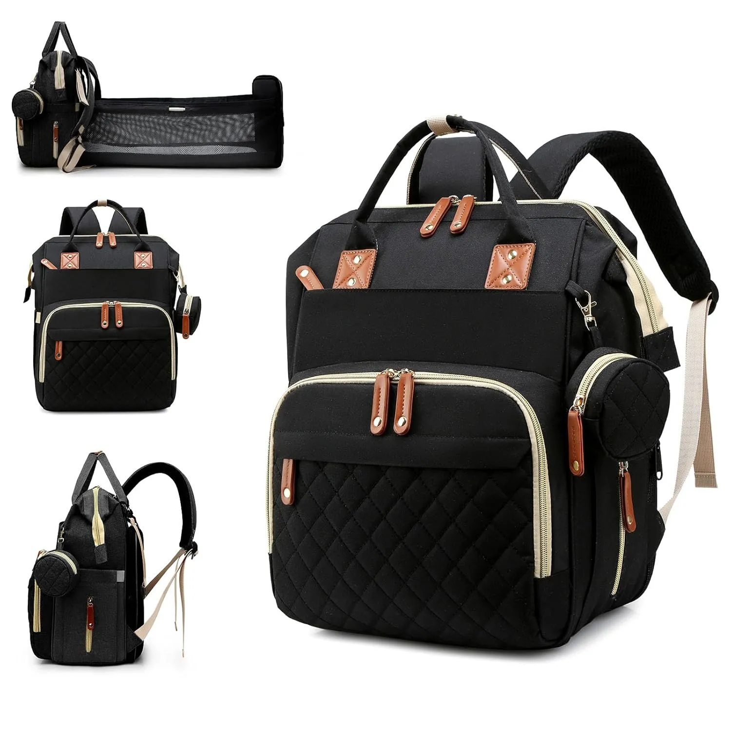 Baby Diaper Bag Backpack with Changing Station, Waterproof Bags for Boys & Girls, USB Charging Port, Black