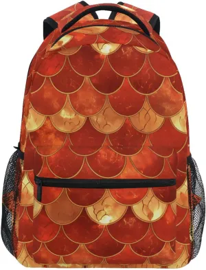 Backpack for Men Women Fashion Outdoor Backpack with Chest Strap Gift Men & Women Red Fish Scale Sparkling