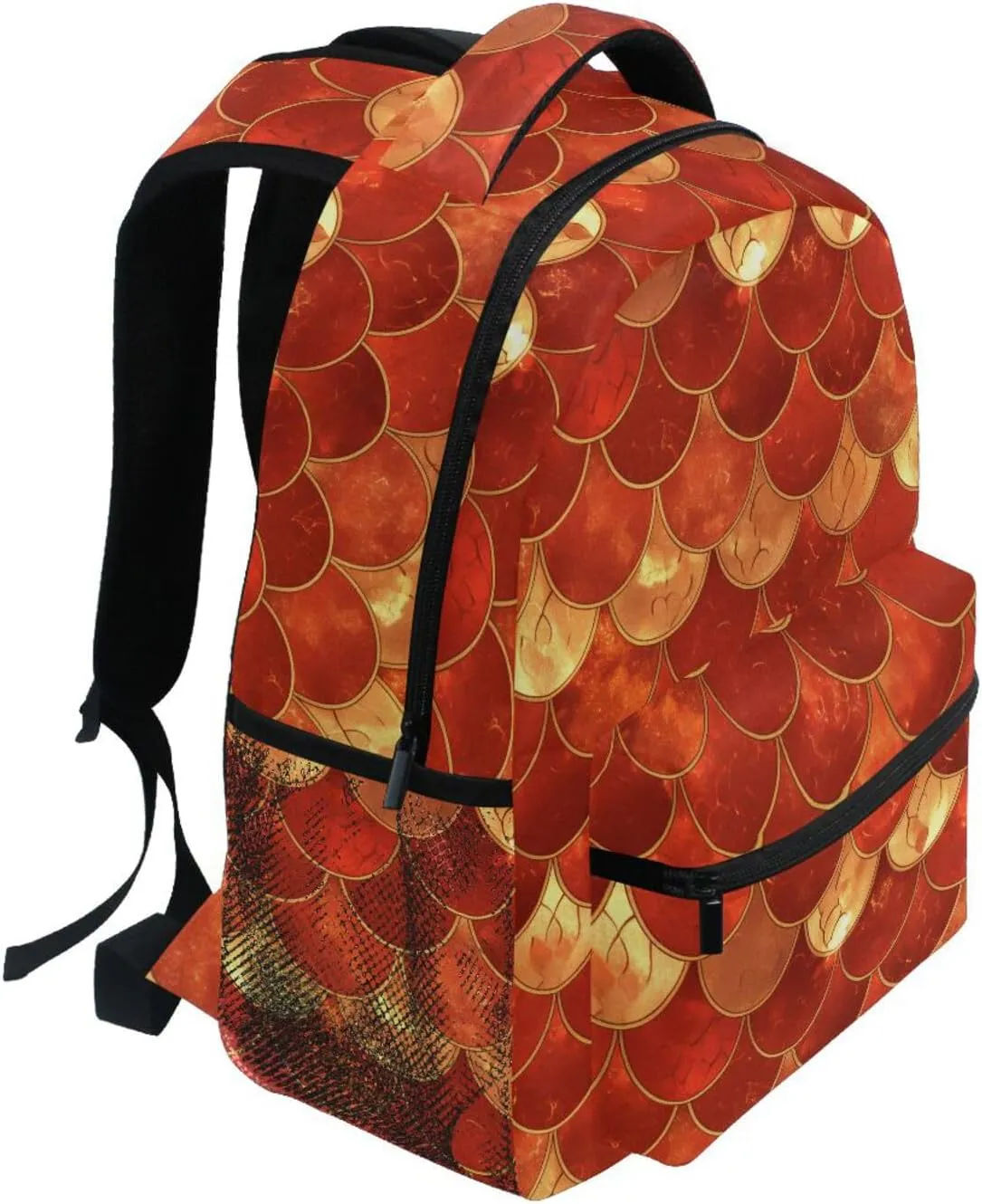 Backpack for Men Women Fashion Outdoor Backpack with Chest Strap Gift Men & Women Red Fish Scale Sparkling