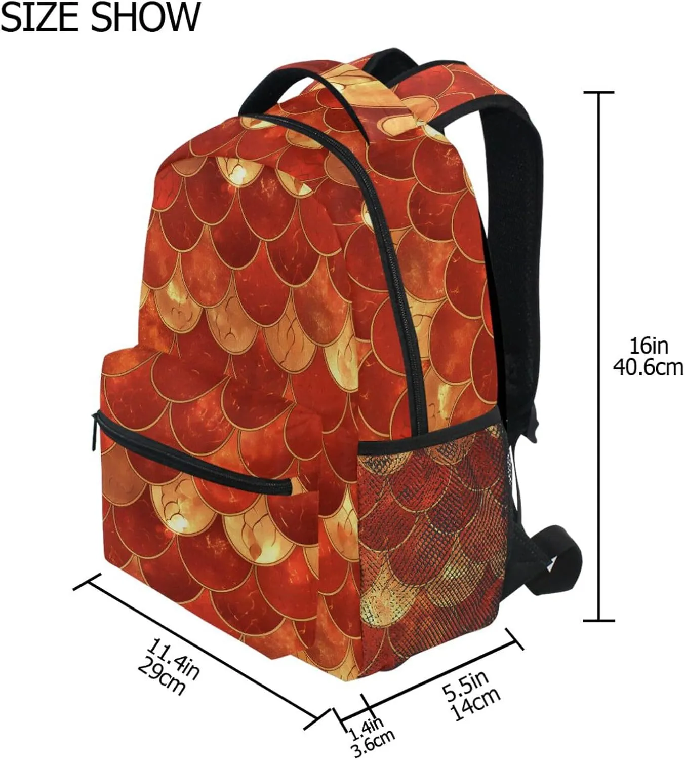 Backpack for Men Women Fashion Outdoor Backpack with Chest Strap Gift Men & Women Red Fish Scale Sparkling