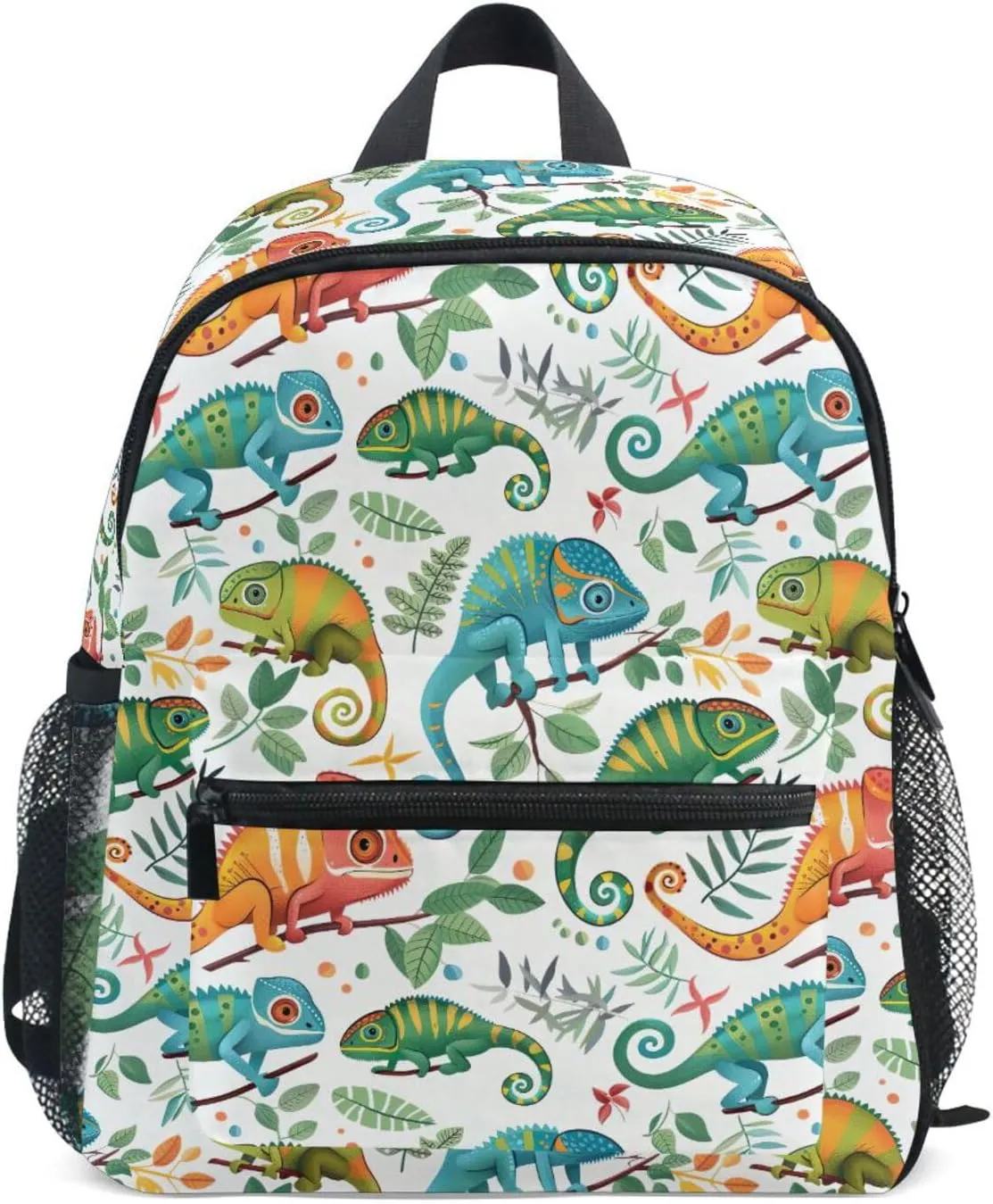 Backpack for Toddler Boys Girls Cute Chameleon Tropical Plant Pattern Lightweight Mini Shoulder Bag Casual Daypack Rucksack for Kindergarten Preschool Nursery Outdoor Travel Age 3-8 M