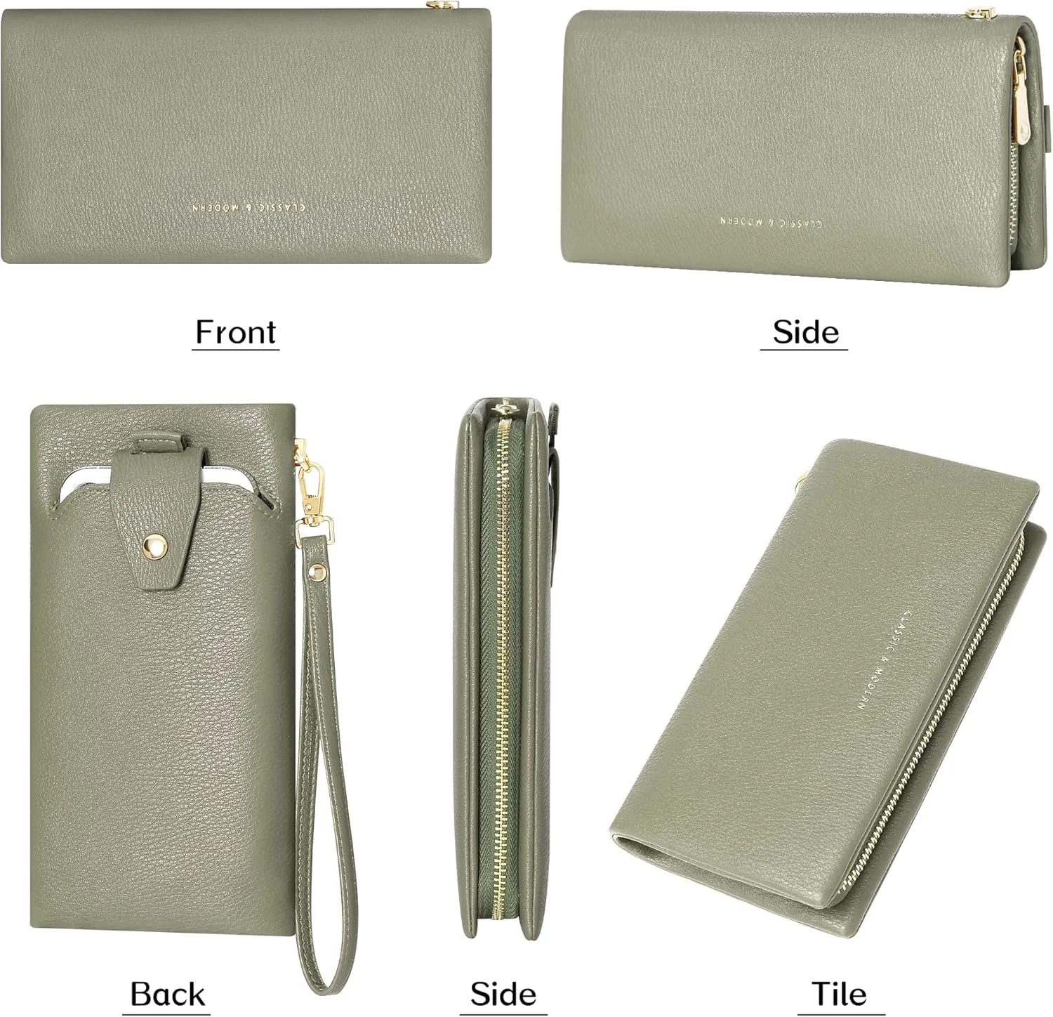 Badiya Womens Wallet Credit Card Holder RFlD Blocking Leather Zip Around Wallets Large Capacity Wristlet