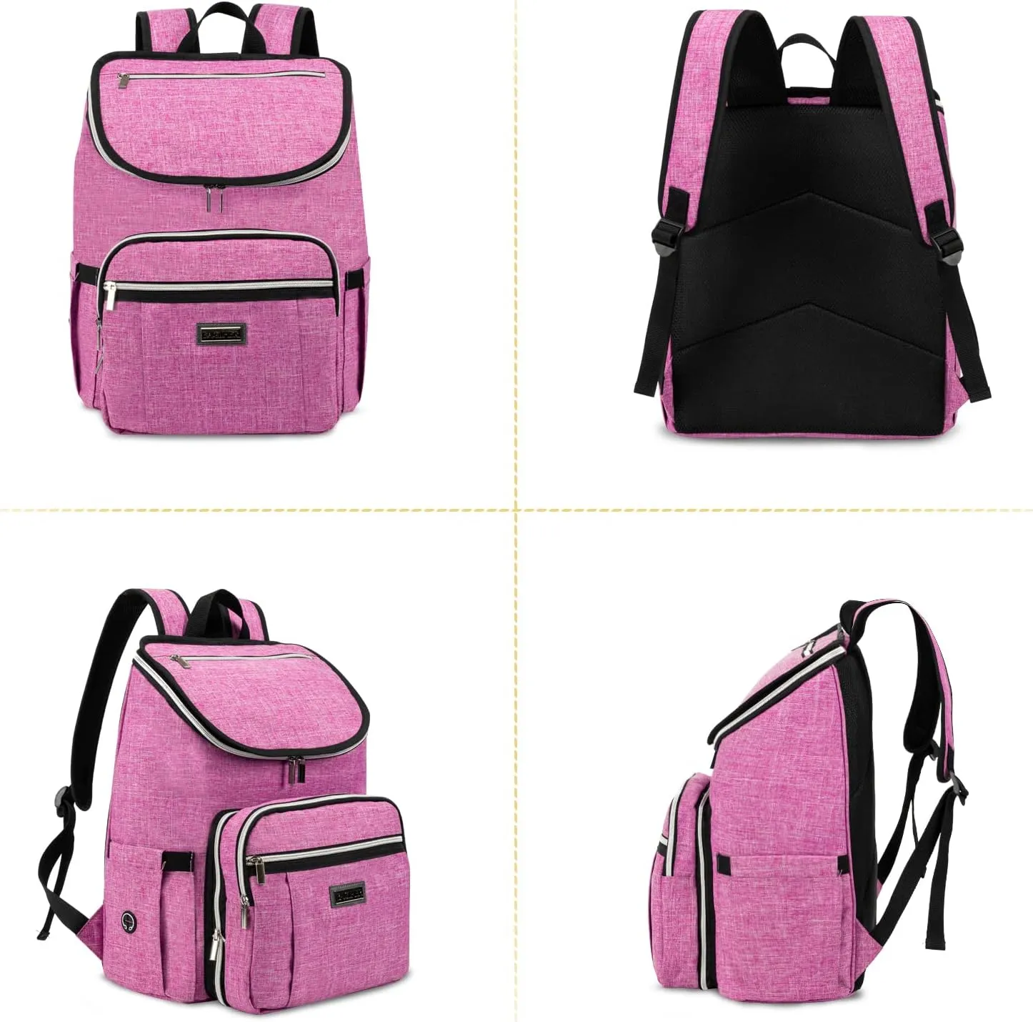 BAGLHER Travel Dog Backpack - Detachable Travel Dog Food Container for Pet Supplies Dog Gear Backpack,Dog Bag for Traveling with 2 Silicone Collapsible Bowls and 2 Food Baskets Pink