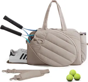 BAGSMART Gym Bag for Women, Tennis Bag Holds 2 Rackets with Shoe Compartment & Wet Pocket, Sports Duffle Bags fits up to 15.6" Laptop, Women Overnight Weekend Bag, Camel