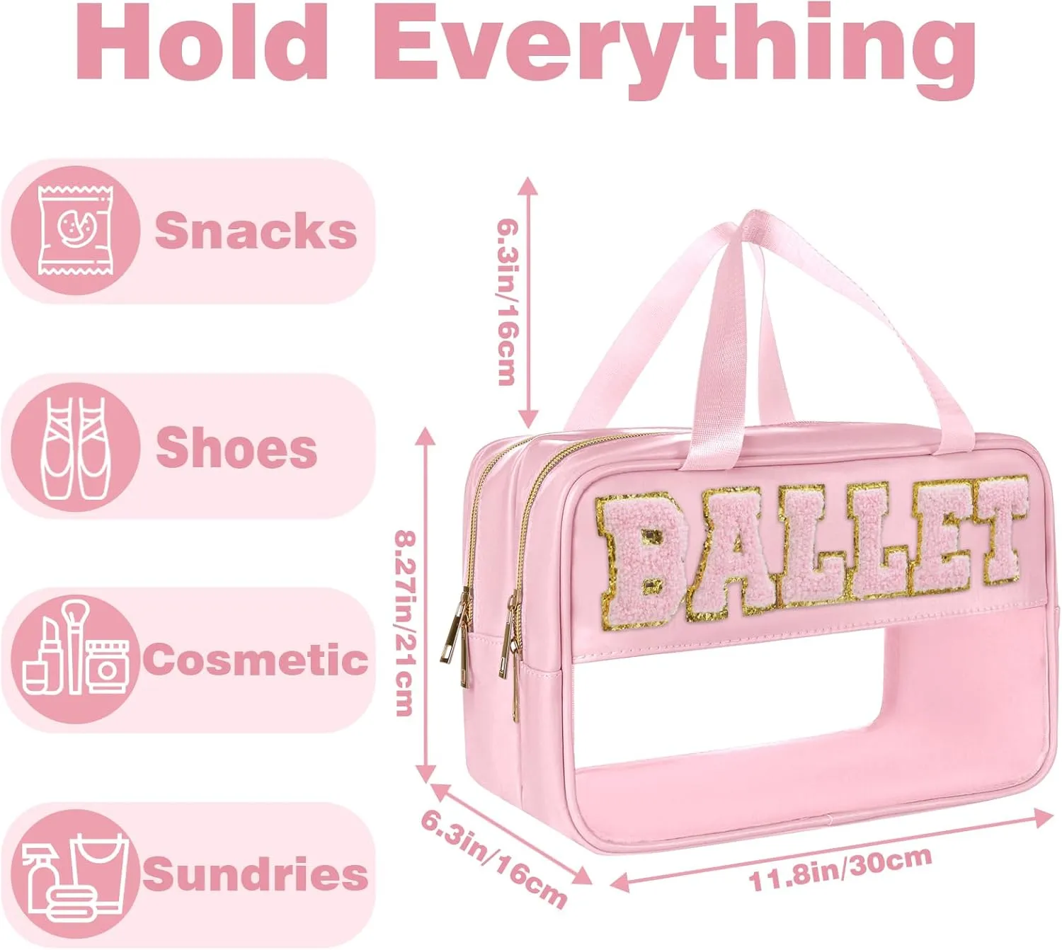 Ballet Bag Preppy Stuff Ballet Gifts Chenille Letter Bags Makeup Cosmetic Bags ballet bags for girls 4-6 Waterproof Organizer Storage Case Gifts for Team Girls Women (FS-BALLET)
