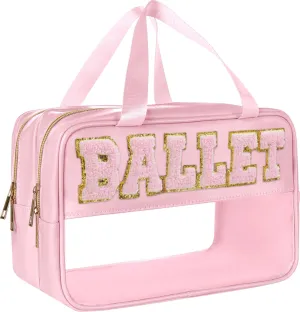 Ballet Bag Preppy Stuff Ballet Gifts Chenille Letter Bags Makeup Cosmetic Bags ballet bags for girls 4-6 Waterproof Organizer Storage Case Gifts for Team Girls Women (FS-BALLET)
