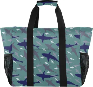 Beach Bag for Women Blue Large Tote Bag with Pocket Sandproof Canvas Pool Bags for Pool Travel Gym Beach