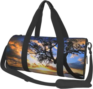 Beautiful Sunrise Ocean Printed Sports Gym Bag for Men Women Foldable Duffel Bag Carry On Weekender Bag for Travel Sports