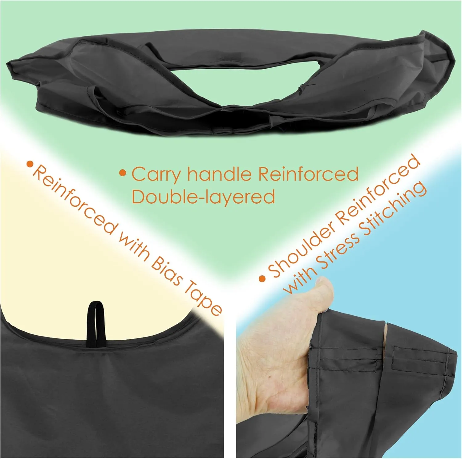 BeeGreen 10 Pack Black Reusable Grocery Bags with Storage Pouch Reusable Shopping Bags Bulk with Elastic Band 50LBS X-Large-Foldable-Washable-Heavy Duty-Waterproof Grocery Tote Bags