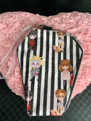 Beetlejuice striped fan art wristlet bag
