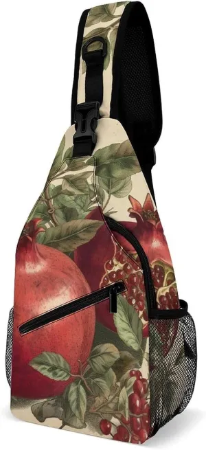 Berries of Pomegranate Sling Bag Crossbody Chest Bags Hiking Backpack Shoulder Backpack For Women Men Travel