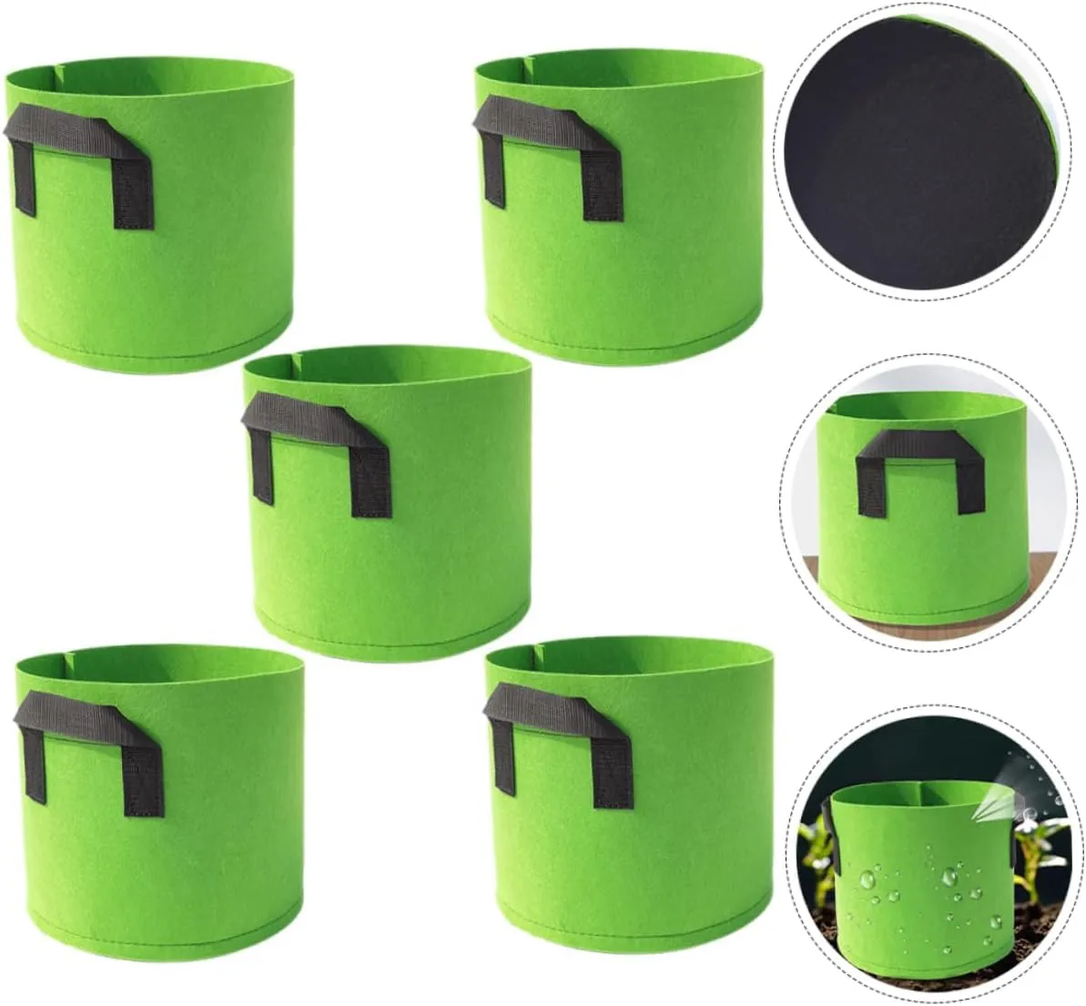 BESPORTBLE 5pcs Vegetable Plant Grow Bags Non-Woven 5 Gallon Root Formation Breathable Smart Drainage for Planting