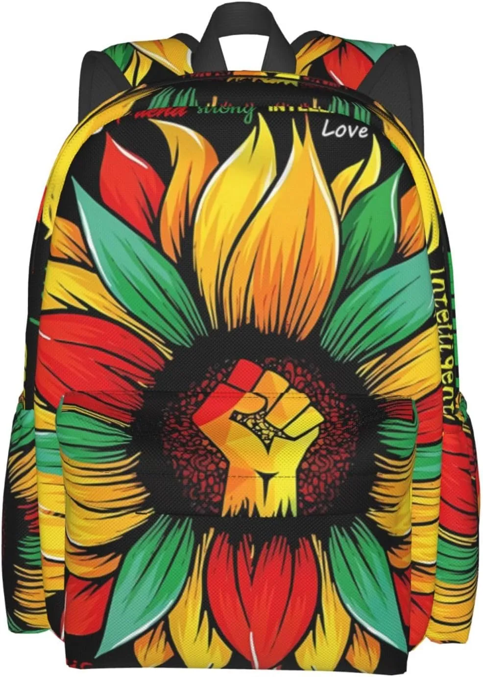Black History Month African American Pride Celebrate Sunflower Gifts Backpack Casual Laptop Backpack Large Capacity Double Shoulder Bag Travel Daypack For Women Men