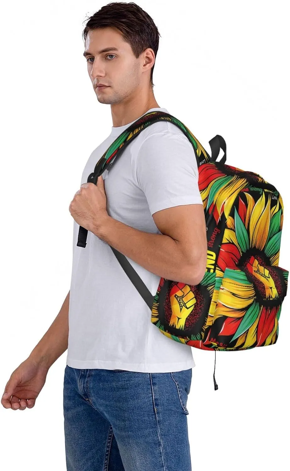 Black History Month African American Pride Celebrate Sunflower Gifts Backpack Casual Laptop Backpack Large Capacity Double Shoulder Bag Travel Daypack For Women Men