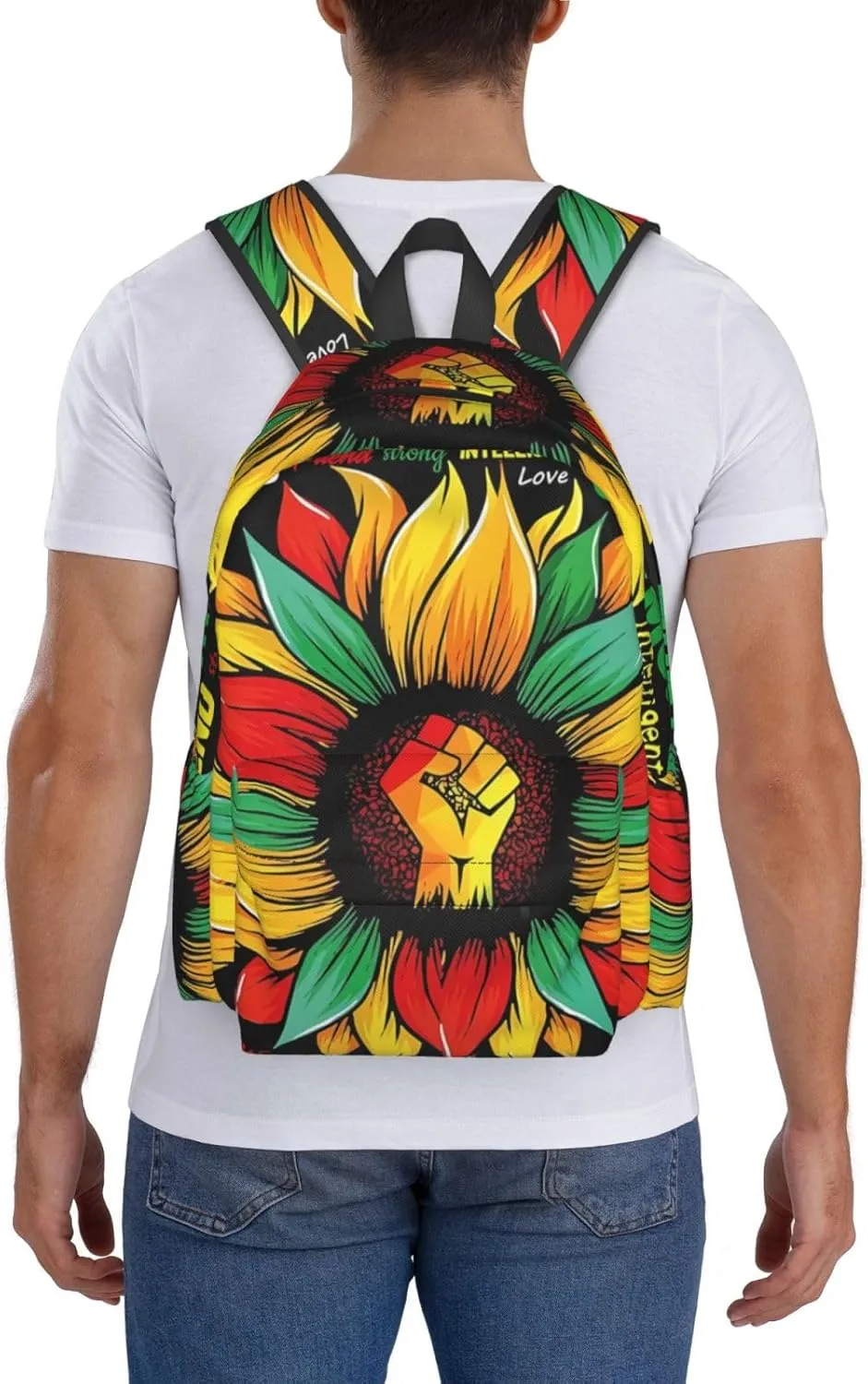 Black History Month African American Pride Celebrate Sunflower Gifts Backpack Casual Laptop Backpack Large Capacity Double Shoulder Bag Travel Daypack For Women Men