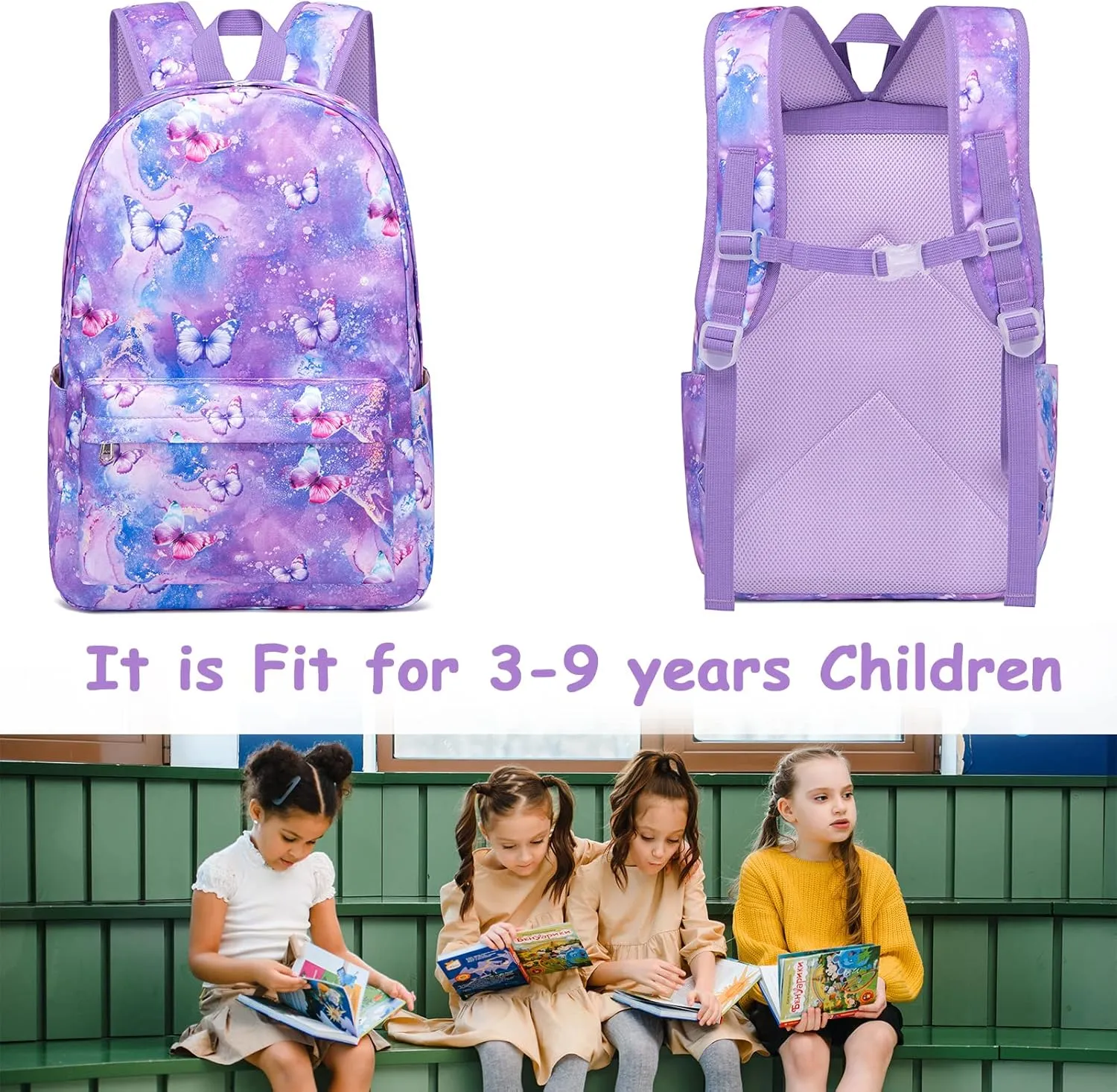 Bluboon Backpack for Girls Kids Preschool Backpack with Lunch Box Kindergarten Bookbag Toddler School Bags Set