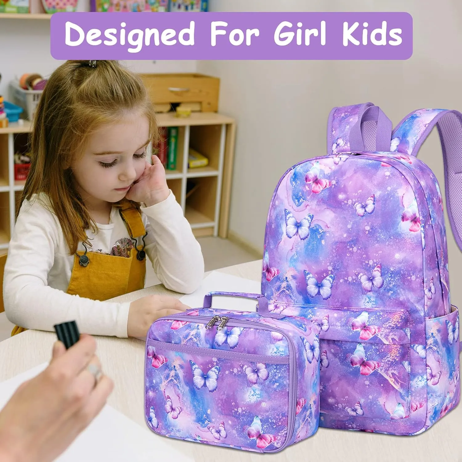 Bluboon Backpack for Girls Kids Preschool Backpack with Lunch Box Kindergarten Bookbag Toddler School Bags Set