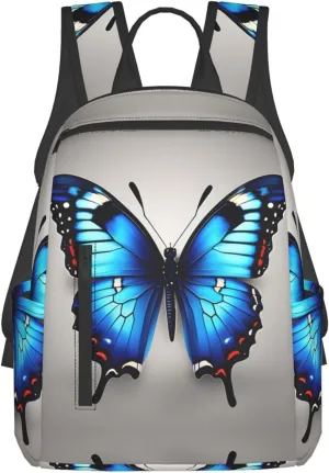 Blue Butterfly print Lightweight Laptop Backpack Travel Daypack Bookbag for Women Men for Travel Work