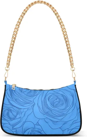 Blue Romantic Roses trendy chain lightweight shoulder bag womens handbags for ladies