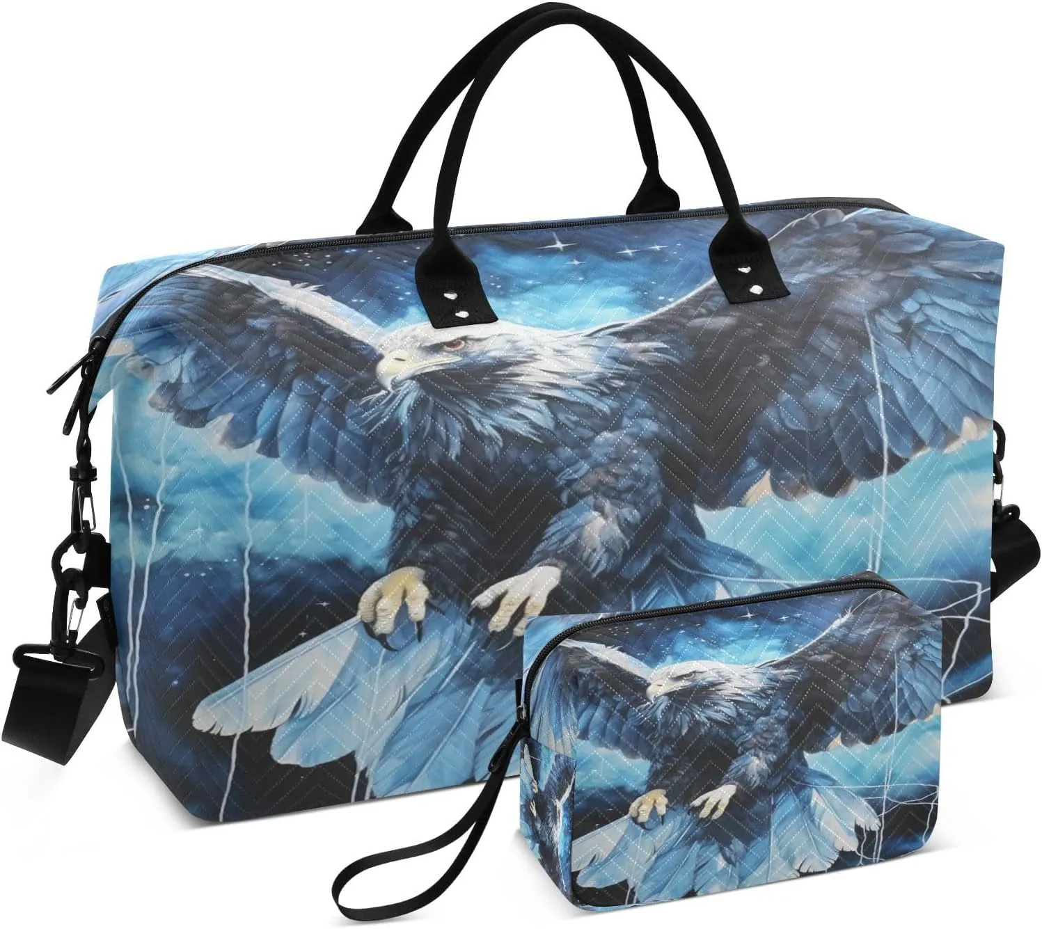 Blue Snow Condor Travel Duffel Bags Gym Bag Weekender Handbag with Toiletry Bag for Women Girls Men