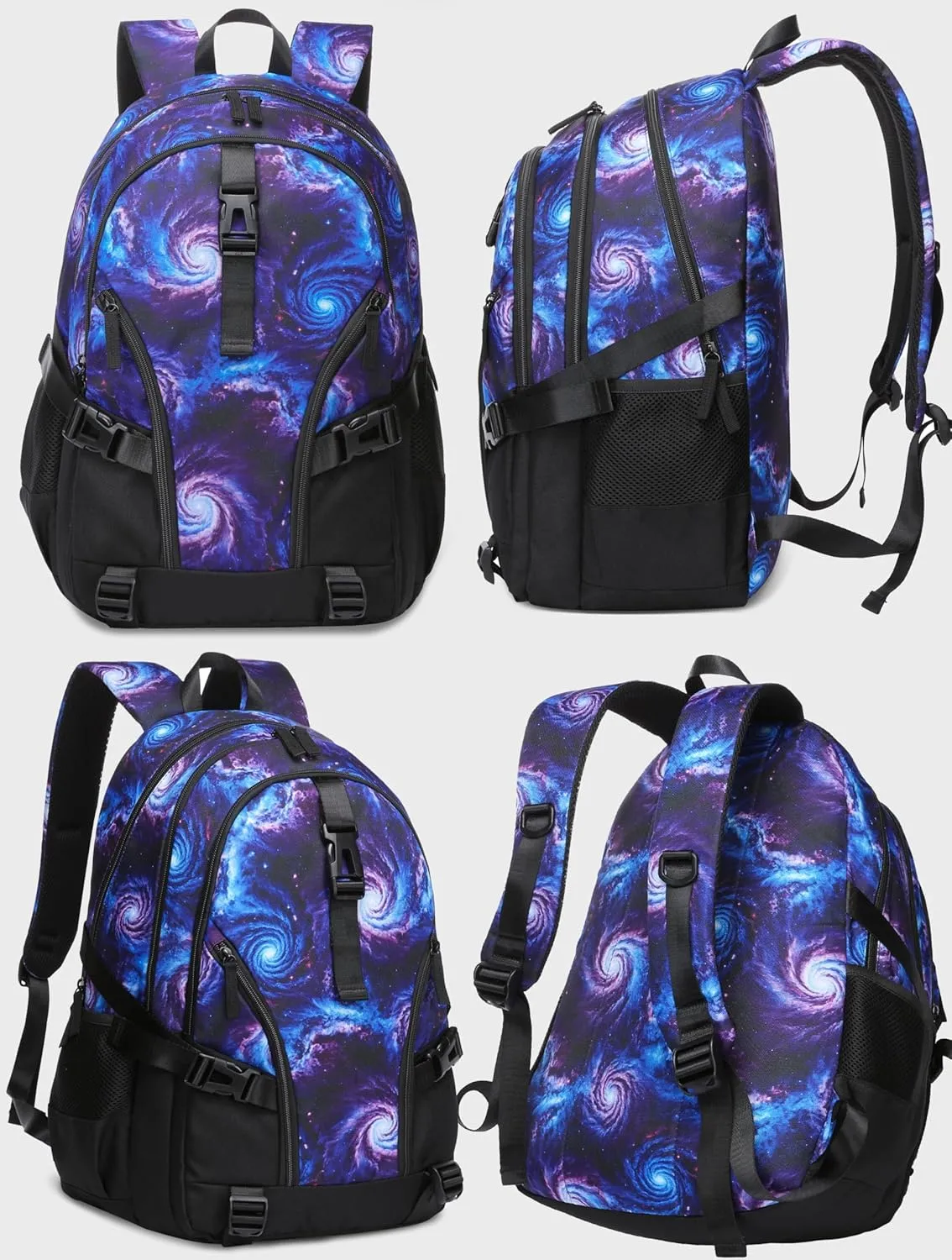 BLUEFAIRY Galaxy Backpack for Middle High School Book Bags for Teens Girls Boys BookBags XL with Large Compartments Lots of Pockets Mochilas para Niñas Niños Adolescentes 18" Purple Black