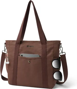 Bluome Tote Bag for Women Canvas Tote Bag With Zipper College Gym Tote Medium Travel Work Bags Hobo Handbag Crossbody