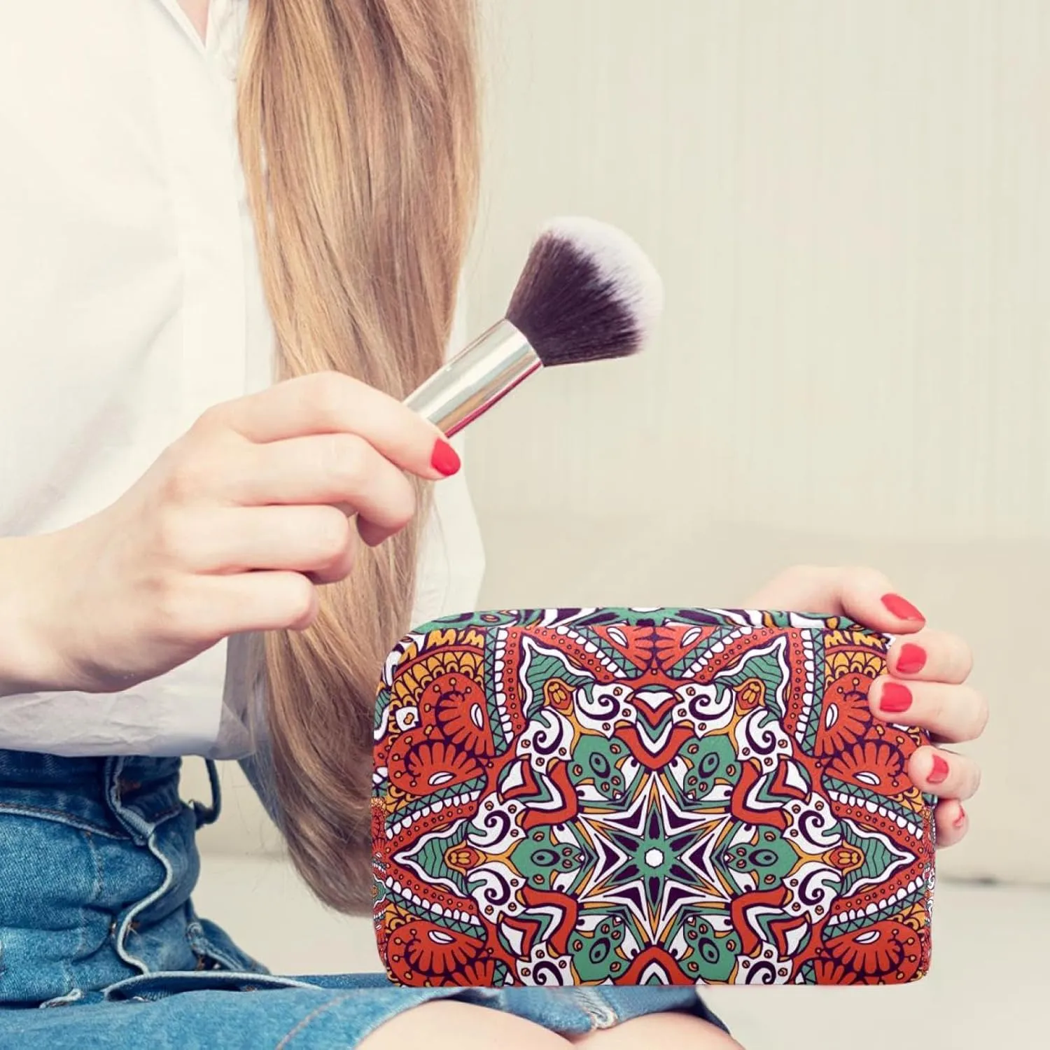 Boheme Small Makeup Bag for Purse, Portable Cosmetic Bag Zipper Makeup Pouch for Women, Stationery, Toiletries, Travel Accessories