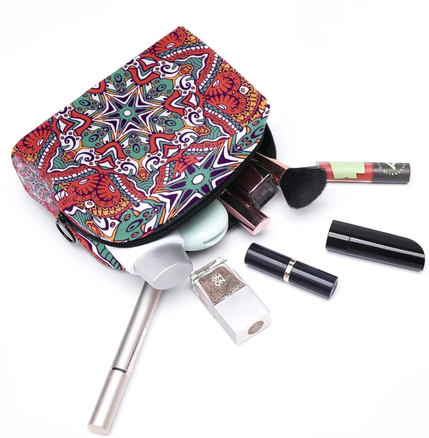 Boheme Small Makeup Bag for Purse, Portable Cosmetic Bag Zipper Makeup Pouch for Women, Stationery, Toiletries, Travel Accessories