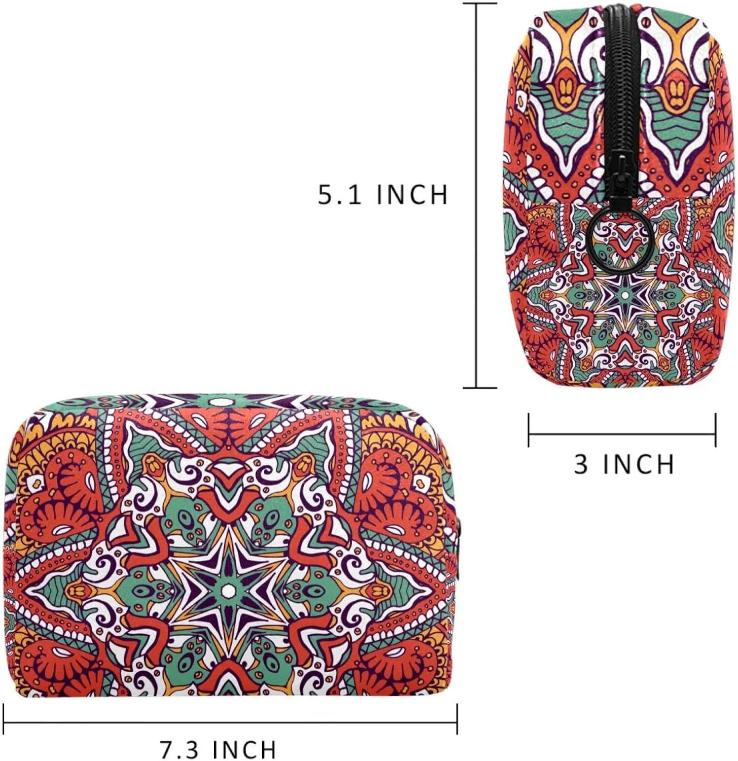 Boheme Small Makeup Bag for Purse, Portable Cosmetic Bag Zipper Makeup Pouch for Women, Stationery, Toiletries, Travel Accessories
