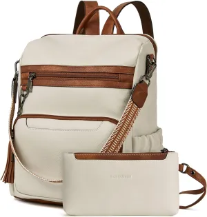 BOSTANTEN Womens Backpack Purse Leather Travel Backpack Fashion Designer Ladies Shoulder Bags with Wristlet