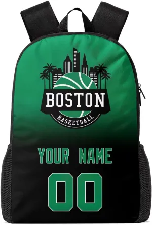 Boston Custom Basketball Sport Backpack Personalized with Name/Number, Men Women Basketball Bags Gift