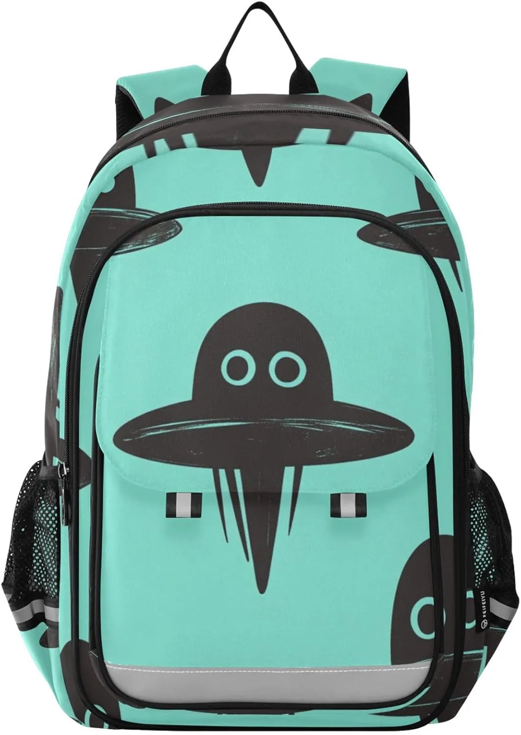 Boys Girls School Bag Ufo Outerspace Spacecraft Large Capacity Travel Backpack with Chest Strap