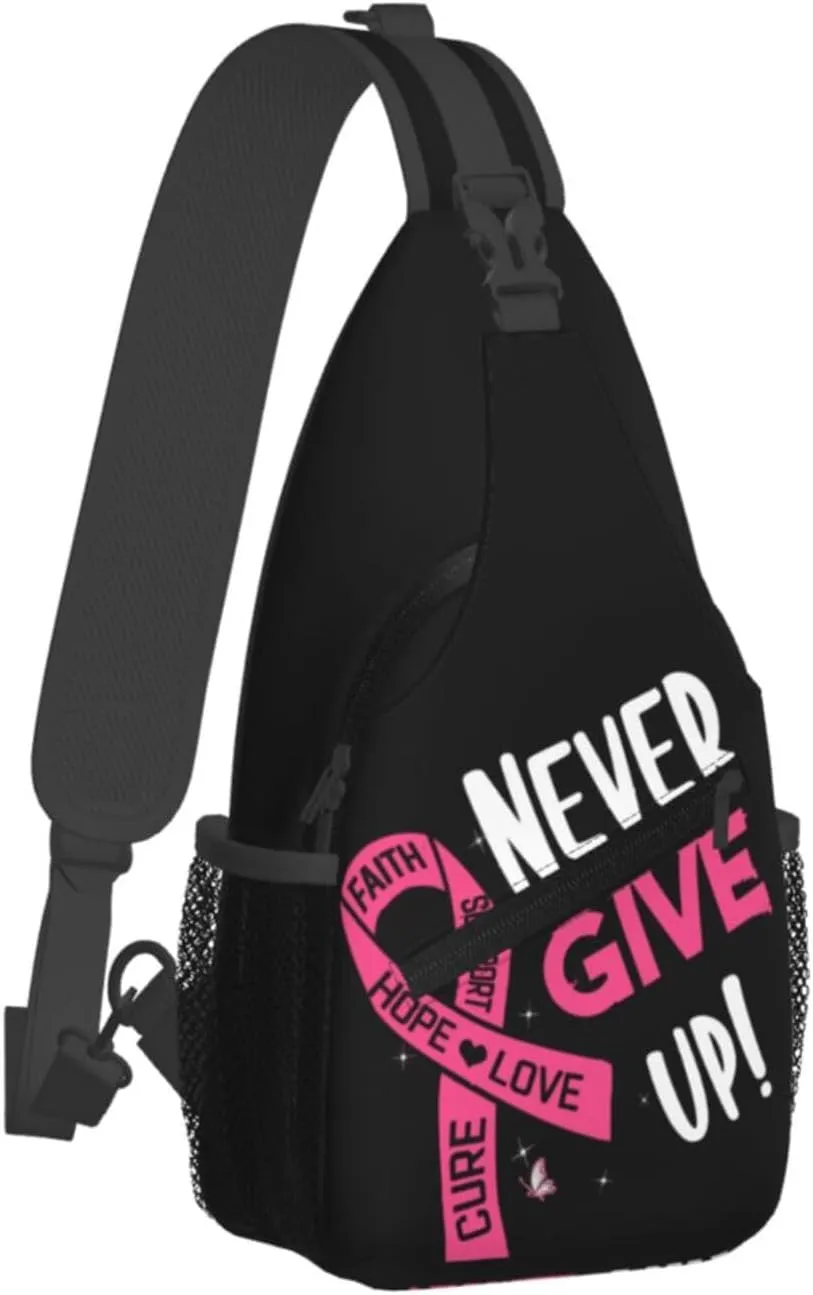 Breast Cancer Awareness Sling Bag for women,Multipurpose Crossbody Chest Bag Sports Sling Bag for Hiking Travel