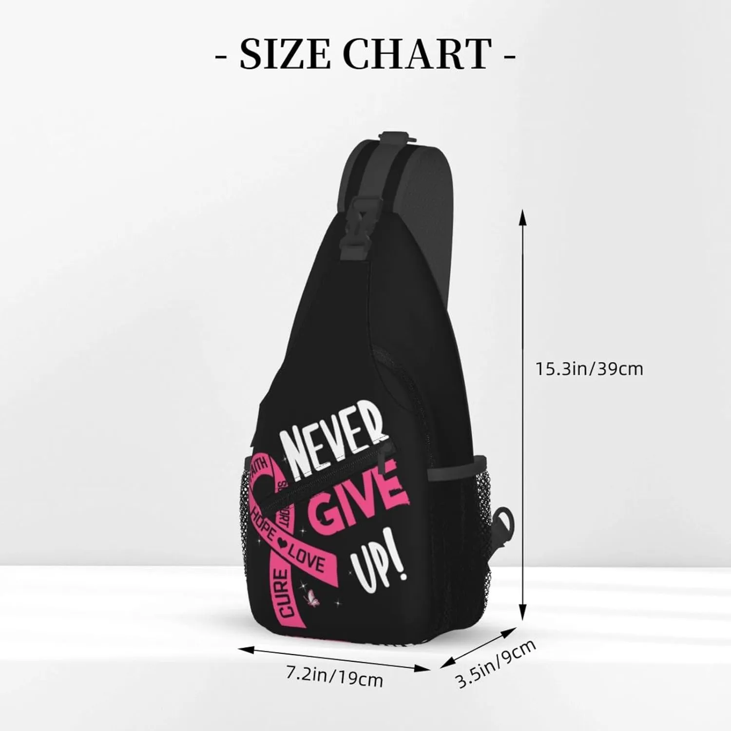 Breast Cancer Awareness Sling Bag for women,Multipurpose Crossbody Chest Bag Sports Sling Bag for Hiking Travel