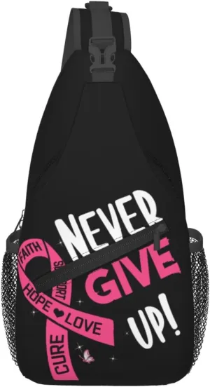 Breast Cancer Awareness Sling Bag for women,Multipurpose Crossbody Chest Bag Sports Sling Bag for Hiking Travel