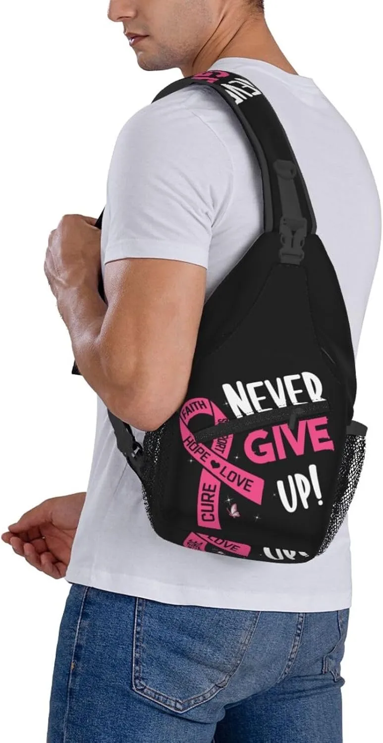 Breast Cancer Awareness Sling Bag for women,Multipurpose Crossbody Chest Bag Sports Sling Bag for Hiking Travel