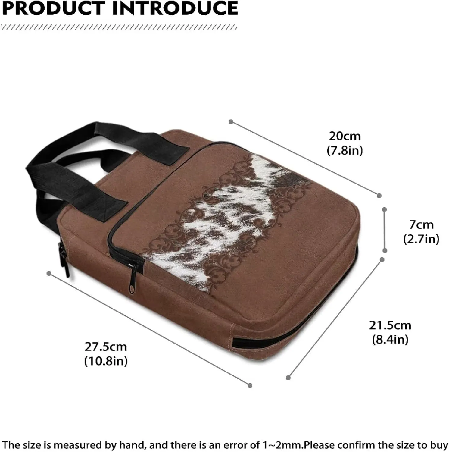 Brown Cow Bible Cover Case for Women with Zipper Pocket/Pen Slot/Shoulder Strap-Church Bag for Lady Bible Cover with Handles Easy to Clean