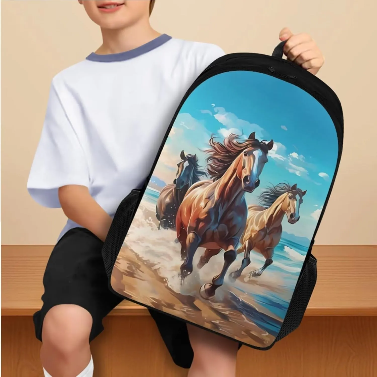 Brown Horse Kids Backpacks for Girls With Lunch Box Pencil Case for Middle School Aesthetic School Bags for Toddlers Preschool Designed To Be Lightweight and Comfortable