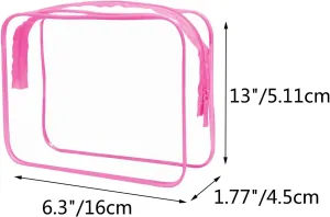 Buminee Clear Travel Bags for Toiletries, Clear Makeup Bags, Clear Cosmetic Bags, 6.29""x1.77""x5.1"" Plastic Toiletry Bag, Clear Pouch, Cosmetic Bag for Women and Men-3 Pack Black, sky blue