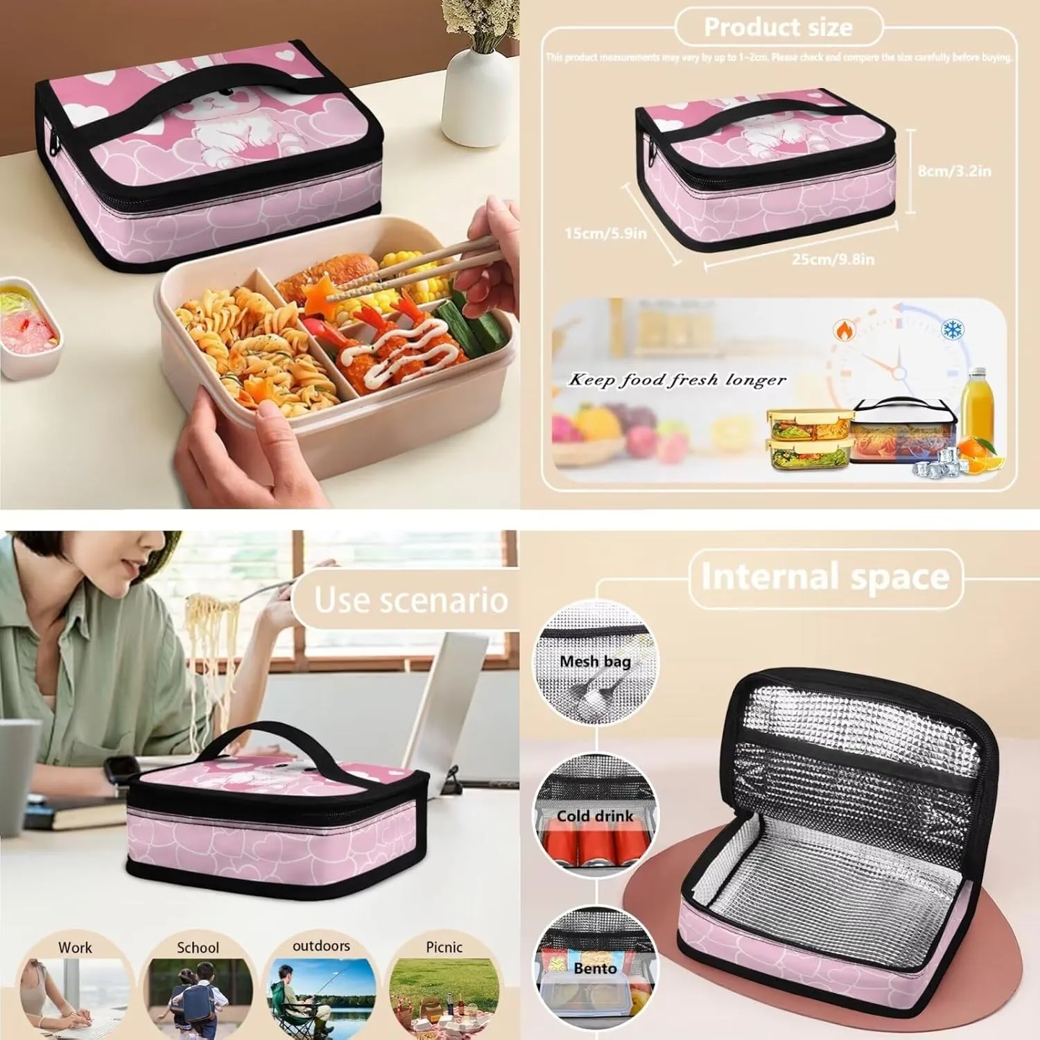 Bunny Kids Backpack and Lunch Box Set Girls 9-10 Preschool Student Bookbag for Boys Preschool Backpack Padded&Compartments School Backpack,Travel/Picnic Backpack