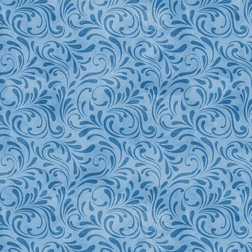 Butterfly Calypso by Benartex - Shadow Scroll Blue by the yard 3593