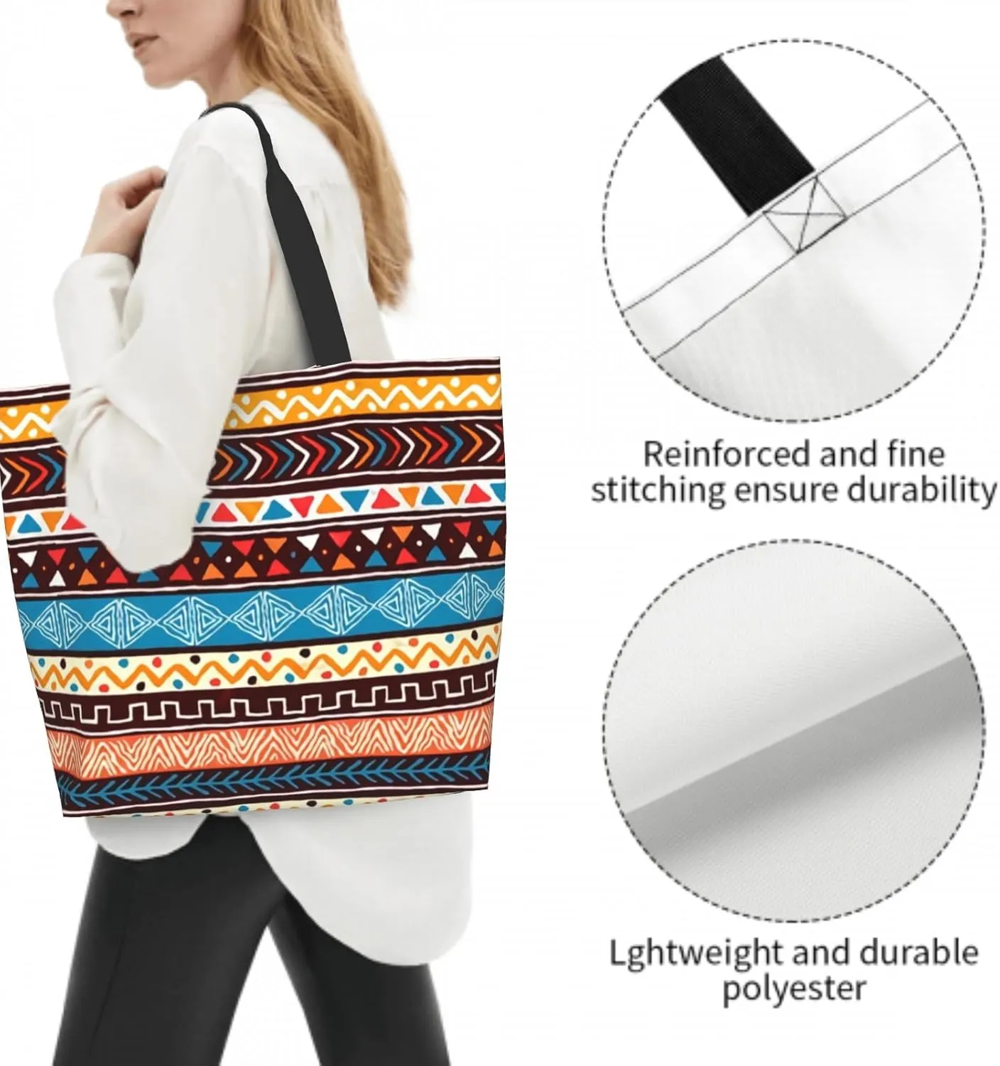Cafl Tote Bag Shoulder Bag Large Reusable Shopping Bags Portable Storage Handbag