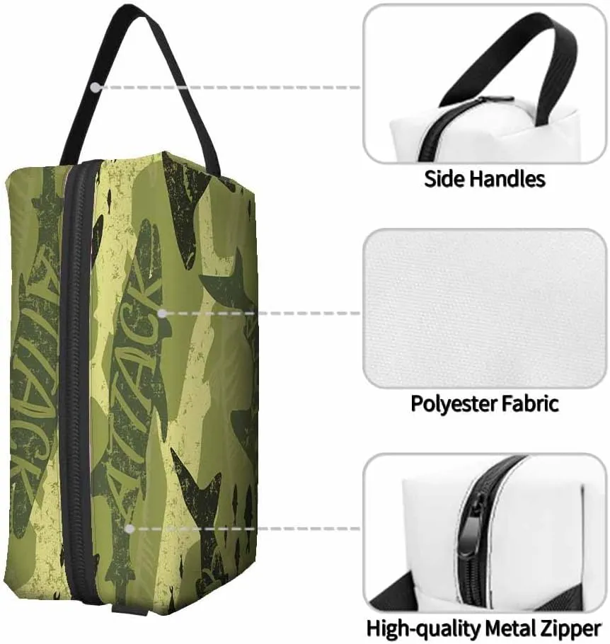 Camouflage Shark Small Makeup Bag for Purse Shark Silhouette Danger Monster Travel Cosmetic Bag Makeup Pouch Portable Versatile Zipper Pouch for Women
