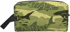Camouflage Shark Small Makeup Bag for Purse Shark Silhouette Danger Monster Travel Cosmetic Bag Makeup Pouch Portable Versatile Zipper Pouch for Women